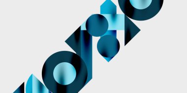 Dinamik geometrik bir kompozisyonda daireler, çizgiler ve üçgenler içeren modern soyut bir arkaplan. Tarz, teknoloji veya yaratıcı temalı tasarımlar için mükemmel.