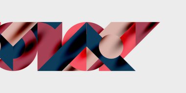 Dairelerin, yarım dairelerin ve parlak efektli ve düzgün eğimli üçgenlerin detaylı bileşimi. Yaratıcı ve teknolojiden ilham alan projeler için parlak ve modern bir vektör tasarımı