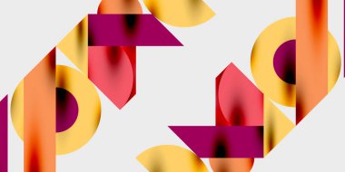 Dinamik geometrik bir kompozisyonda daireler, çizgiler ve üçgenler içeren modern soyut bir arkaplan. Tarz, teknoloji veya yaratıcı temalı tasarımlar için mükemmel.