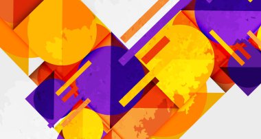 Çemberler, kareler ve çizgilerle geometrik arkaplandaki tahıllı leke dokusu. Duvar Kağıdı, Sancak, Arkaplan, Kart, Kitap İllüstrasyonu, İniş Sayfası