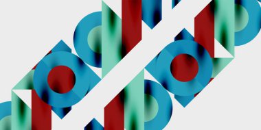 Dinamik geometrik bir kompozisyonda daireler, çizgiler ve üçgenler içeren modern soyut bir arkaplan. Tarz, teknoloji veya yaratıcı temalı tasarımlar için mükemmel.