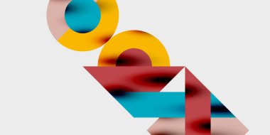 Dinamik geometrik bir kompozisyonda daireler, çizgiler ve üçgenler içeren modern soyut bir arkaplan. Tarz, teknoloji veya yaratıcı temalı tasarımlar için mükemmel.