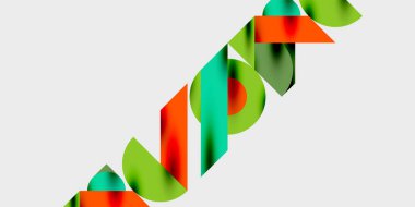 Dinamik geometrik bir kompozisyonda daireler, çizgiler ve üçgenler içeren modern soyut bir arkaplan. Tarz, teknoloji veya yaratıcı temalı tasarımlar için mükemmel.