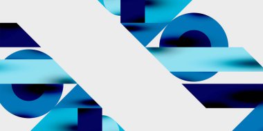 Dairelerin, yarım dairelerin ve parlak efektli ve düzgün eğimli üçgenlerin detaylı bileşimi. Yaratıcı ve teknolojiden ilham alan projeler için parlak ve modern bir vektör tasarımı