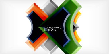 Kare, ok şekilleri yuvarlak elementlerle vektör ilülasyonu Duvar kağıdı, bayrak, arkaplan, kart, kitap illüstrasyonu, iniş sayfası