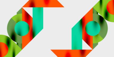 Dinamik geometrik bir kompozisyonda daireler, çizgiler ve üçgenler içeren modern soyut bir arkaplan. Tarz, teknoloji veya yaratıcı temalı tasarımlar için mükemmel.