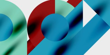 Dinamik geometrik bir kompozisyonda daireler, çizgiler ve üçgenler içeren modern soyut bir arkaplan. Tarz, teknoloji veya yaratıcı temalı tasarımlar için mükemmel.