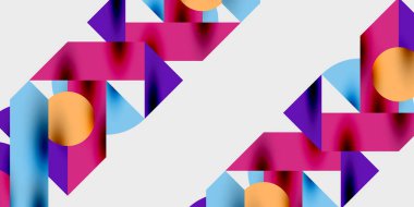 Dinamik geometrik bir kompozisyonda daireler, çizgiler ve üçgenler içeren modern soyut bir arkaplan. Tarz, teknoloji veya yaratıcı temalı tasarımlar için mükemmel.