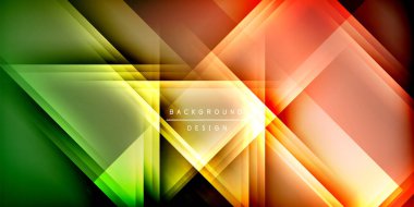 Gölge çizgileri olan etkileyici bir poster. Özellikler teknolojisi, minimalist ve iş temaları, parlak canlı renk şemaları