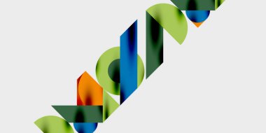 Dinamik geometrik bir kompozisyonda daireler, çizgiler ve üçgenler içeren modern soyut bir arkaplan. Tarz, teknoloji veya yaratıcı temalı tasarımlar için mükemmel.