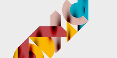 Dinamik geometrik bir kompozisyonda daireler, çizgiler ve üçgenler içeren modern soyut bir arkaplan. Tarz, teknoloji veya yaratıcı temalı tasarımlar için mükemmel.