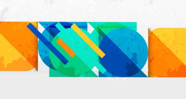 Çemberler, kareler ve çizgilerle geometrik arkaplandaki tahıllı leke dokusu. Duvar Kağıdı, Sancak, Arkaplan, Kart, Kitap İllüstrasyonu, İniş Sayfası