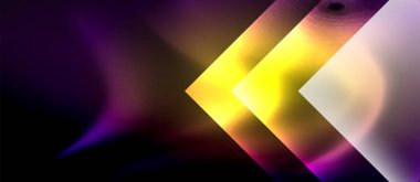 Neon ışıklı, soyut arkaplana sahip cam kareler