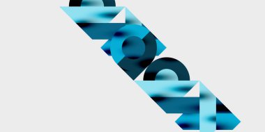 Dinamik geometrik bir kompozisyonda daireler, çizgiler ve üçgenler içeren modern soyut bir arkaplan. Tarz, teknoloji veya yaratıcı temalı tasarımlar için mükemmel.