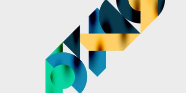 Dairelerin, yarım dairelerin ve parlak efektli ve düzgün eğimli üçgenlerin detaylı bileşimi. Yaratıcı ve teknolojiden ilham alan projeler için parlak ve modern bir vektör tasarımı