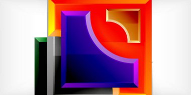 Kare, ok şekilleri yuvarlak elementlerle vektör ilülasyonu Duvar kağıdı, bayrak, arkaplan, kart, kitap illüstrasyonu, iniş sayfası