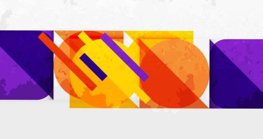 Çemberler, kareler ve çizgilerle geometrik arkaplandaki tahıllı leke dokusu. Duvar Kağıdı, Sancak, Arkaplan, Kart, Kitap İllüstrasyonu, İniş Sayfası