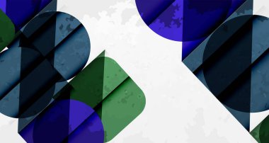 Çemberler, kareler ve çizgilerle geometrik arkaplandaki tahıllı leke dokusu. Duvar Kağıdı, Sancak, Arkaplan, Kart, Kitap İllüstrasyonu, İniş Sayfası