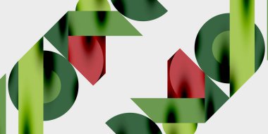 Dairelerin, yarım dairelerin ve parlak efektli ve düzgün eğimli üçgenlerin detaylı bileşimi. Yaratıcı ve teknolojiden ilham alan projeler için parlak ve modern bir vektör tasarımı