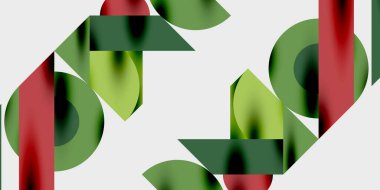 Dairelerin, yarım dairelerin ve parlak efektli ve düzgün eğimli üçgenlerin detaylı bileşimi. Yaratıcı ve teknolojiden ilham alan projeler için parlak ve modern bir vektör tasarımı