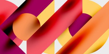 Dinamik geometrik bir kompozisyonda daireler, çizgiler ve üçgenler içeren modern soyut bir arkaplan. Tarz, teknoloji veya yaratıcı temalı tasarımlar için mükemmel.