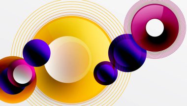 Sleek vector design with overlapping circles in vibrant colors and smooth gradients. Dynamic composition with depth, symmetry, and minimalistic elegance on a light background clipart