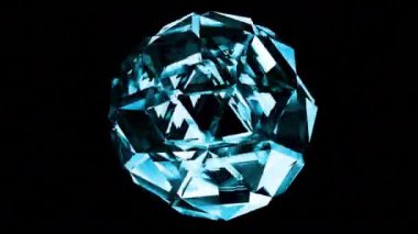 3D hareket grafikleri çevriliyor. Kırılma, dağılım ve holografik efektle siyah arkaplanda izole edilmiş cam yanardöner küre şekli