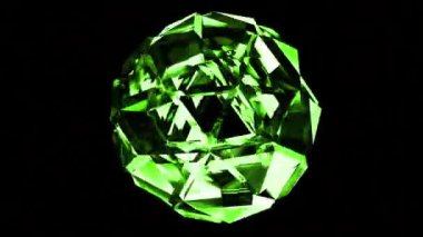 3D hareket grafikleri çevriliyor. Kırılma, dağılım ve holografik efektle siyah arkaplanda izole edilmiş cam yanardöner küre şekli