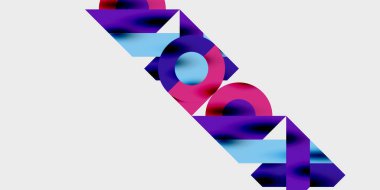 Dairelerin, yarım dairelerin ve parlak efektli ve düzgün eğimli üçgenlerin detaylı bileşimi. Yaratıcı ve teknolojiden ilham alan projeler için parlak ve modern bir vektör tasarımı