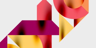 Dinamik geometrik bir kompozisyonda daireler, çizgiler ve üçgenler içeren modern soyut bir arkaplan. Tarz, teknoloji veya yaratıcı temalı tasarımlar için mükemmel.