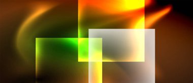 Neon ışıklı, soyut arkaplana sahip cam kareler