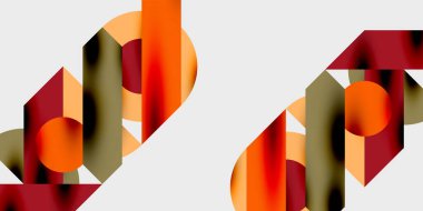 Dairelerin, yarım dairelerin ve parlak efektli ve düzgün eğimli üçgenlerin detaylı bileşimi. Yaratıcı ve teknolojiden ilham alan projeler için parlak ve modern bir vektör tasarımı