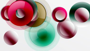 Sleek vector design with overlapping circles in vibrant colors and smooth gradients. Dynamic composition with depth, symmetry, and minimalistic elegance on a light background clipart