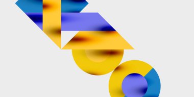 Dinamik geometrik bir kompozisyonda daireler, çizgiler ve üçgenler içeren modern soyut bir arkaplan. Tarz, teknoloji veya yaratıcı temalı tasarımlar için mükemmel.