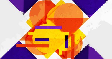 Çemberler, kareler ve çizgilerle geometrik arkaplandaki tahıllı leke dokusu. Duvar Kağıdı, Sancak, Arkaplan, Kart, Kitap İllüstrasyonu, İniş Sayfası