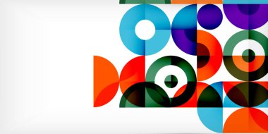 Minimum geometrik soyut arkaplan. Çember kare ve üçgen tasarım. Duvar kağıdı, afiş, arkaplan veya iniş için moda tekno iş şablonu