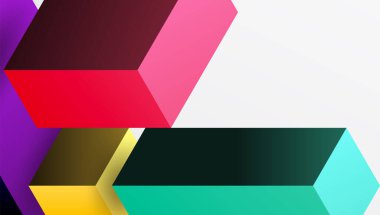 Temiz ve modern bir kompozisyonda izometrik üç boyutlu bloklar içeren gösterişli soyut tasarım. Canlı renkler ve geometrik hassasiyetle teknolojiden esinlenilmiş temalar için mükemmel.