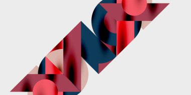 Dairelerin, yarım dairelerin ve parlak efektli ve düzgün eğimli üçgenlerin detaylı bileşimi. Yaratıcı ve teknolojiden ilham alan projeler için parlak ve modern bir vektör tasarımı