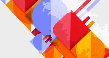 Çemberler, kareler ve çizgilerle geometrik arkaplandaki tahıllı leke dokusu. Duvar Kağıdı, Sancak, Arkaplan, Kart, Kitap İllüstrasyonu, İniş Sayfası