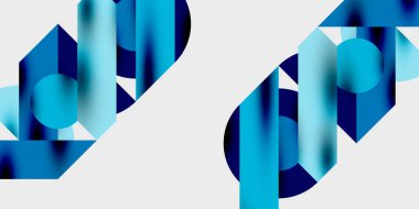 Dairelerin, yarım dairelerin ve parlak efektli ve düzgün eğimli üçgenlerin detaylı bileşimi. Yaratıcı ve teknolojiden ilham alan projeler için parlak ve modern bir vektör tasarımı