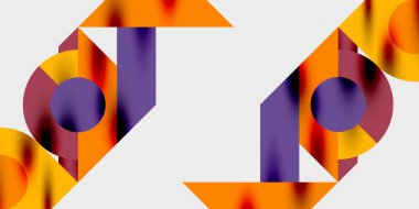 Dinamik geometrik bir kompozisyonda daireler, çizgiler ve üçgenler içeren modern soyut bir arkaplan. Tarz, teknoloji veya yaratıcı temalı tasarımlar için mükemmel.