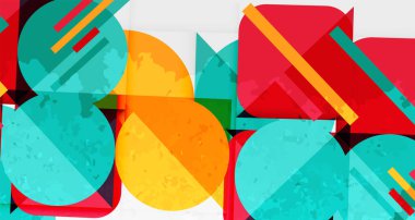 Kareler, daireler, üçgenler ve kumlu, gürültülü doku. Duvar Kağıdı, Sancak, Arkaplan, Kart, Kitap İllüstrasyonu, İniş Sayfası