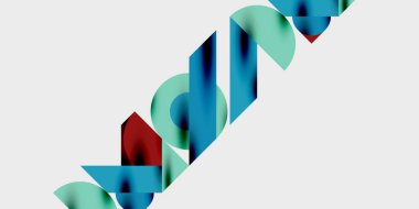 Dinamik geometrik bir kompozisyonda daireler, çizgiler ve üçgenler içeren modern soyut bir arkaplan. Tarz, teknoloji veya yaratıcı temalı tasarımlar için mükemmel.