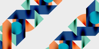 Dairelerin, yarım dairelerin ve parlak efektli ve düzgün eğimli üçgenlerin detaylı bileşimi. Yaratıcı ve teknolojiden ilham alan projeler için parlak ve modern bir vektör tasarımı