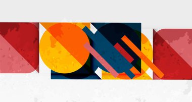 Çemberler, kareler ve çizgilerle geometrik arkaplandaki tahıllı leke dokusu. Duvar Kağıdı, Sancak, Arkaplan, Kart, Kitap İllüstrasyonu, İniş Sayfası