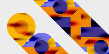 Dairelerin, yarım dairelerin ve parlak efektli ve düzgün eğimli üçgenlerin detaylı bileşimi. Yaratıcı ve teknolojiden ilham alan projeler için parlak ve modern bir vektör tasarımı