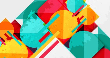 Kareler, daireler, üçgenler ve kumlu, gürültülü doku. Duvar Kağıdı, Sancak, Arkaplan, Kart, Kitap İllüstrasyonu, İniş Sayfası