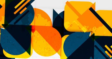 Kareler, daireler, üçgenler ve kumlu, gürültülü doku. Duvar Kağıdı, Sancak, Arkaplan, Kart, Kitap İllüstrasyonu, İniş Sayfası