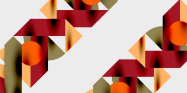 Dairelerin, yarım dairelerin ve parlak efektli ve düzgün eğimli üçgenlerin detaylı bileşimi. Yaratıcı ve teknolojiden ilham alan projeler için parlak ve modern bir vektör tasarımı