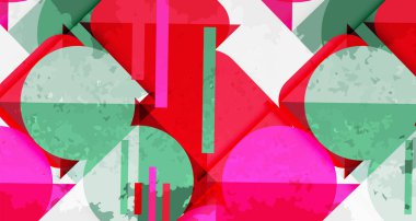 Çemberler, kareler ve çizgilerle geometrik arkaplandaki tahıllı leke dokusu. Duvar Kağıdı, Sancak, Arkaplan, Kart, Kitap İllüstrasyonu, İniş Sayfası